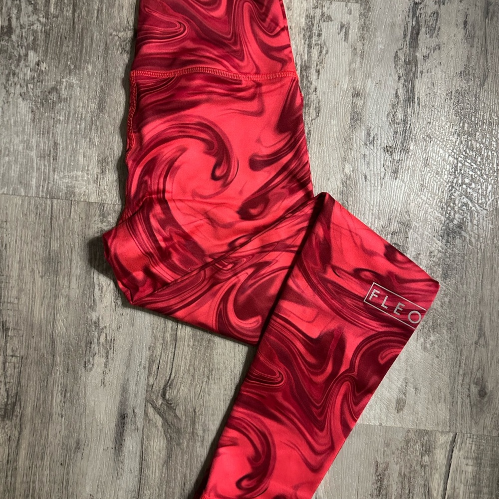 Fleo El Toro Hot Pink Marble Swirl Leggings Size Small